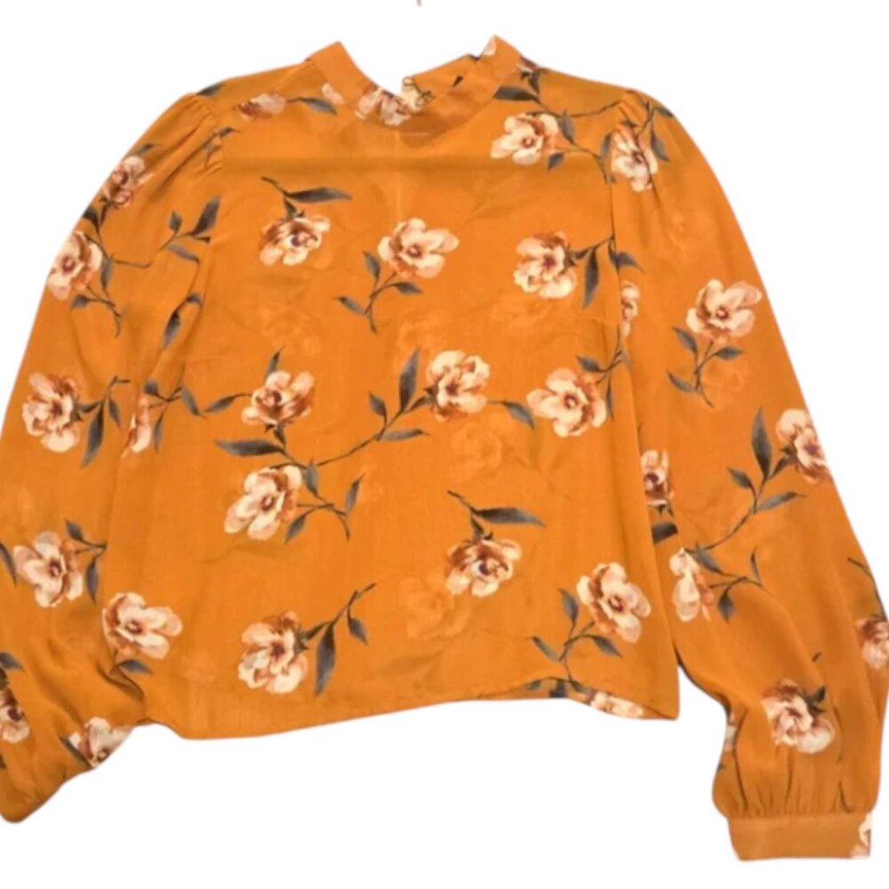 🌟Forever 21 Mustard Yellow  Long Sleeve Mandarin Collar Blouse